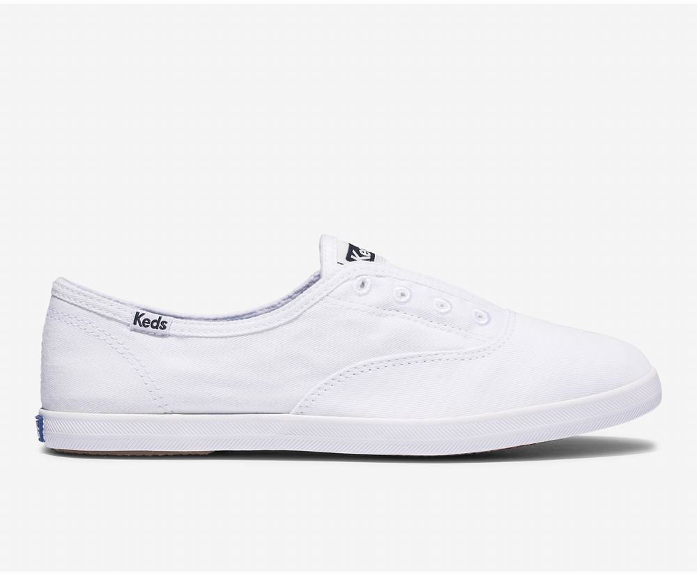 Women's Keds CHilax Basics Feat Organic Cotton Slip Ons White 7539260MY - South Africa